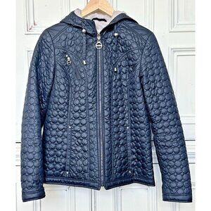 Laundry by Shelli Segal Ws Small Jacket Navy Lightweight Full Zip Quilted Hooded
